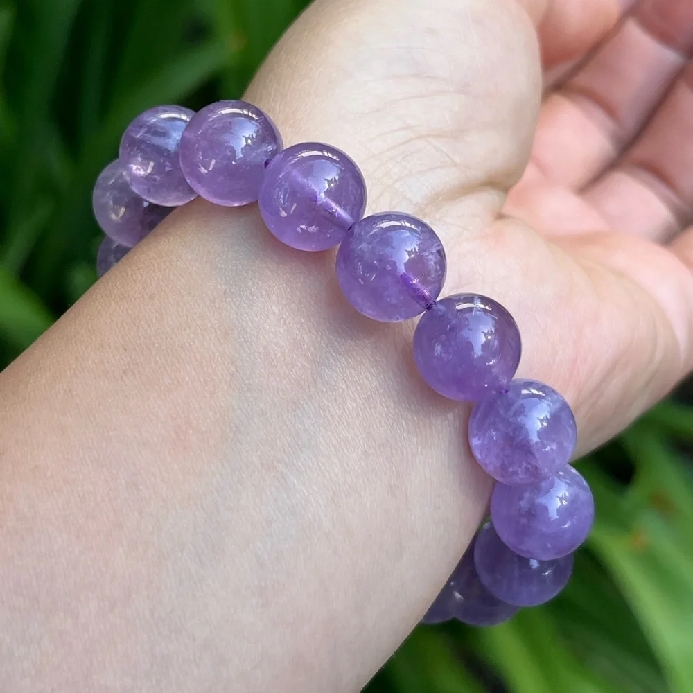 12.5mm stretchable purple‎ amethyst bracelet